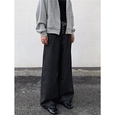 1506/QB2060/P51性五连扣12盎司双褶A字阔腿条纹复古长裤男女，男装休闲裤，星座1506