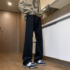 特批P42无差价2025秋美式ins高街水洗微喇宽松直筒复古蓝牛仔裤，男装牛仔裤，星座1013-6