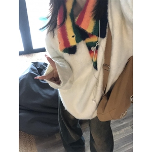 【有货】彩虹高领毛衣男女仿貂毛针织衫外套MY451CC-特P60图片