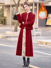 现货新中式提花90羽绒服套装纯色女2026冬季新款超好看保暖女，女装羽绒服，众宇琦