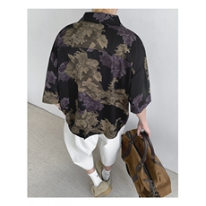 冰丝薄款印花衬衫夏季休闲ins痞帅风短袖沙滩衬衣男C0209-P35，男装T恤，星座308B-2