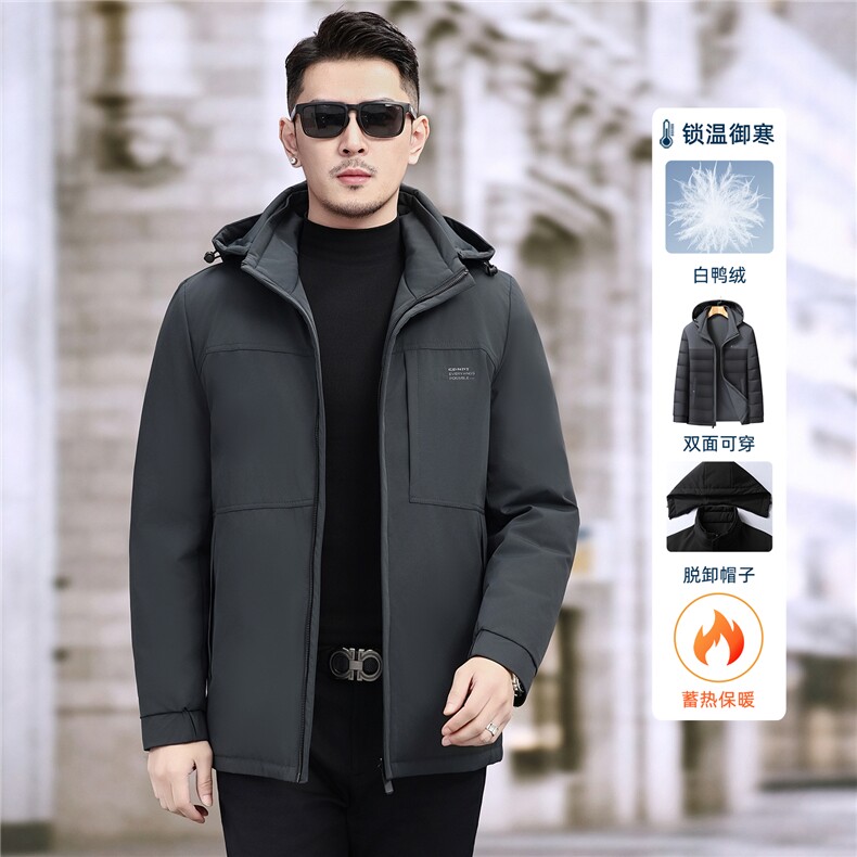 2025新款中年户外双面穿羽绒服外套男士冬款休闲一衣三穿羽绒服,男装羽绒服,钱塘723