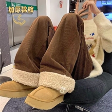 长裤青少年宽松型直筒水洗加绒加厚保暖棉裤垂感灯芯绒裤男秋冬季，男装休闲裤，星座506A