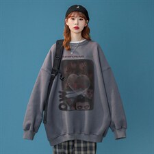 2024春款青春简约个性魔鬼印花潮流宽松圆领卫衣W170P30控48，男装卫衣，A247A