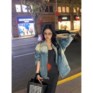 网络图现货 牛仔外套复古水洗做旧宽松休闲夹克R2066-P88图片