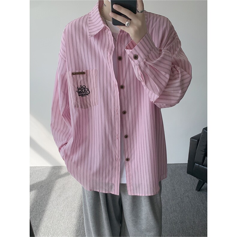 现货  CS1163-特P53  新款百搭条纹大码男衬衫图片