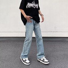 cleanfit弯刀微喇牛仔裤修身vibe美式窄版直筒长裤K6098-P50网图，男装牛仔裤，电商B245