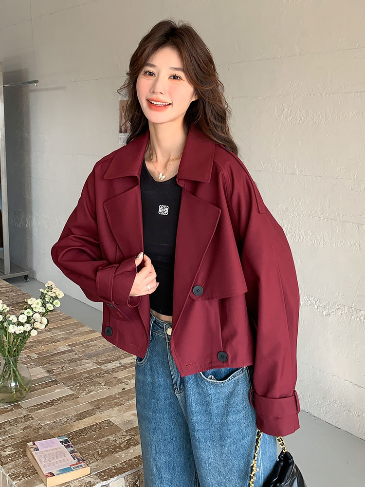 韩系慵懒风红短外套女春2025新款超好看独特显瘦小个子上衣,女装短外套,姿衣轩