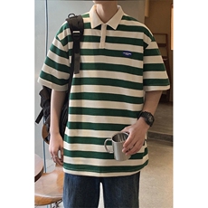 1美式港风条纹短袖polo衫大码M-5XL翻领短袖T恤男DP8761P40控59，男装T恤，星座226-2