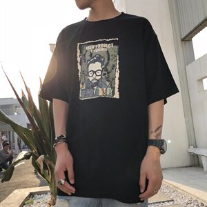 大码男士短袖T恤嘻哈潮款半袖打底衫加肥加大码18053款图片