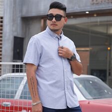 2XL-8XL男士短袖衬衣纯棉商务休闲牛津纺半袖加肥加大码7233，男装衬衫，星座802