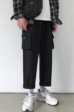 加绒港风2021九分裤男潮流宽松运动休闲工装裤5106-P30加绒批35，男装休闲裤，星座718-1