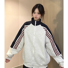 抖音得物高品质美式高街重磅结构织带拼接撞色立领卫衣外套CM41，男装卫衣，电商A486