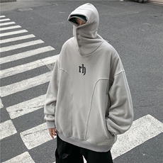 ！23宽松重磅加绒350克暗黑风rh排扣连帽卫衣LW9068-p78，男装卫衣，星座508（原C305）