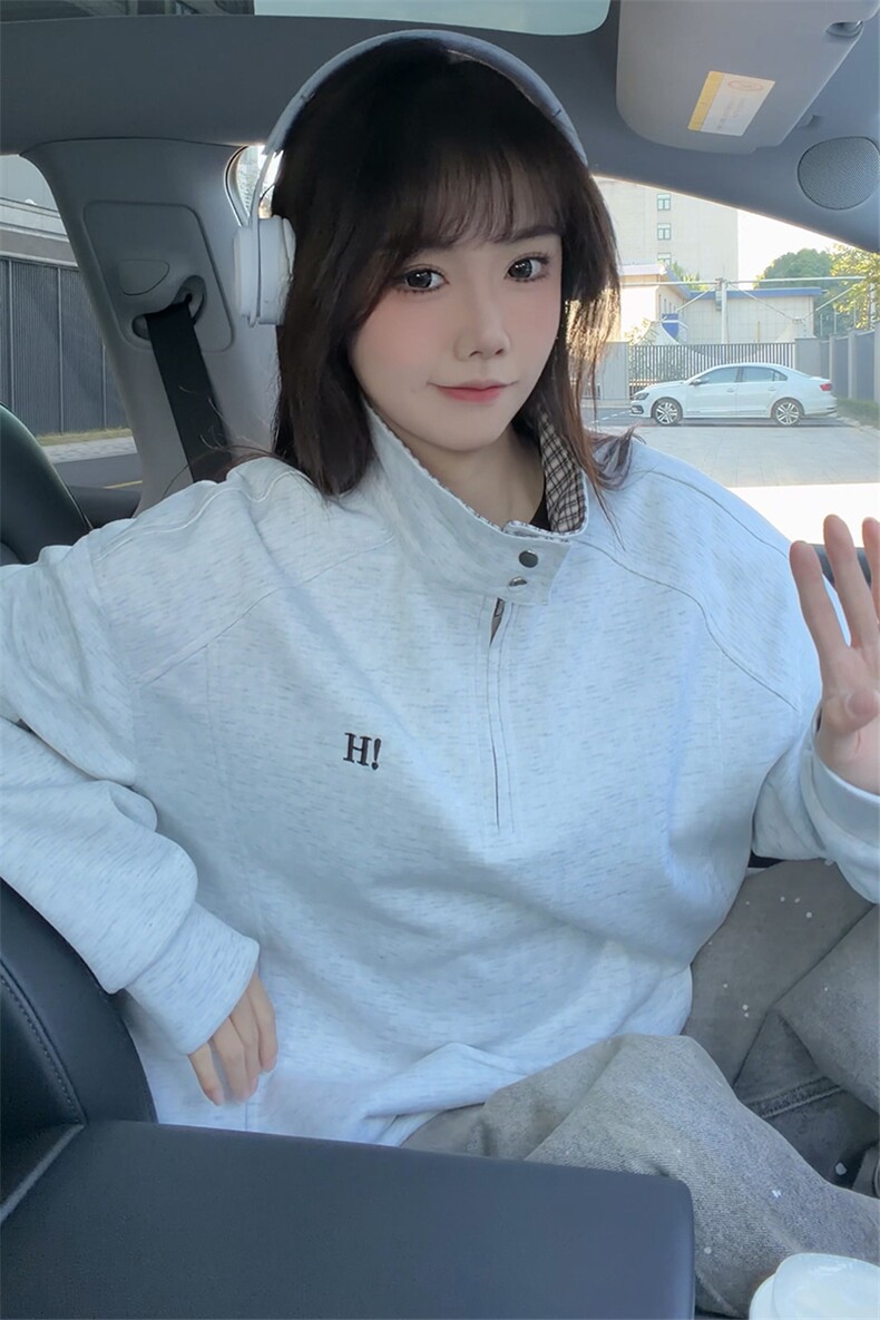 秋冬男士美式半拉链立领运动卫衣男女潮牌秋季情侣外套Polo衫p55,男装Polo衫,电商B319