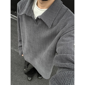 抖音重磅加绒麦穗纹翻领长袖T恤卫衣TX501常规特P38加绒P45图片