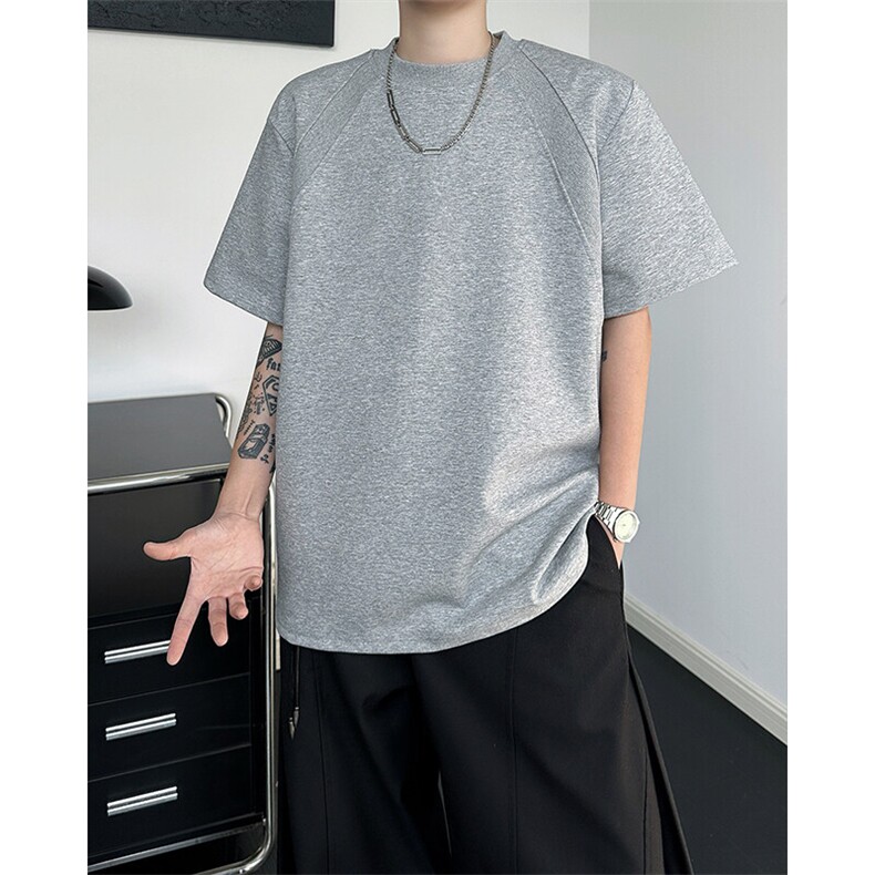 8XL-M美式高街高克重短袖T恤男宽松短款BOXY正肩上衣半袖DX334,男装T恤,电商D206-1