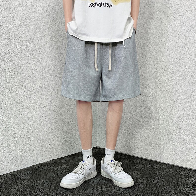 HD74099-P22华夫格短裤男大码宽松五分裤男直筒中裤,男装休闲裤,电商A040