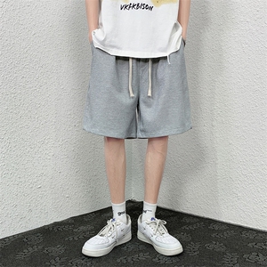 HD74099-P22 华夫格短裤男大码宽松五分裤男直筒中裤图片