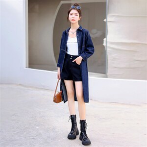 时尚显瘦牛仔披风连衣裙女长袖气质百搭宽松大码春秋季新款裙子，女装连衣裙，秋水欣儿