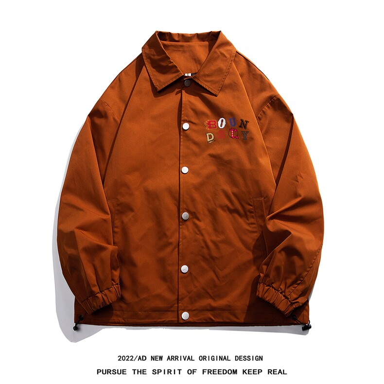 白底22秋冬新品潮牌字母印花翻领教练服情侣夹克外套JK316P50控68图片