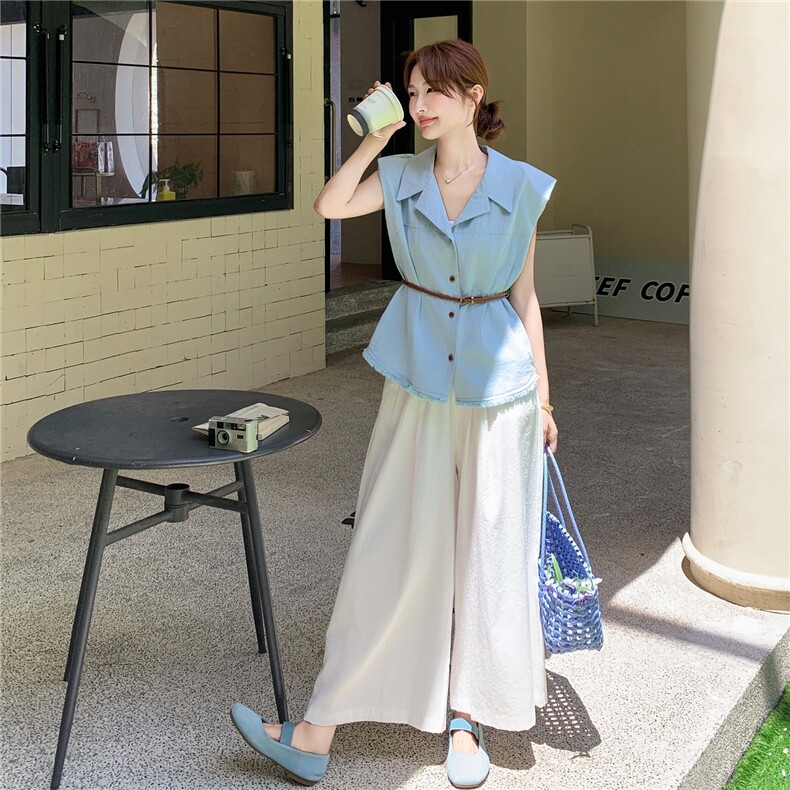 老钱风气质马甲套装女2025年夏季新款高级感无袖上衣阔腿裤两件套,女装套装/套裙,维壹