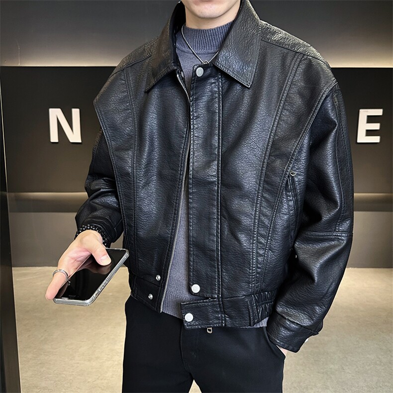 2025秋季新款宽松品质款男装皮衣外套皮夹克C317-J331-P175,男装夹克,电商C317