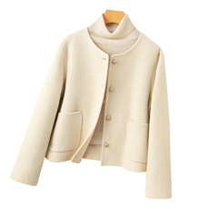 2025百搭时尚简约单排扣圆领大衣，女装毛呢外套，优远毛呢大衣