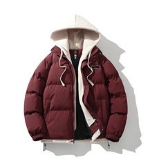 棉衣男冬季新款港风宽松假两件连帽羽绒棉服D9999-P80(现货），男装棉衣，星座214-3