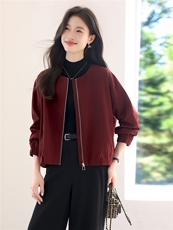 卫衣外套女2025新款秋季薄款圆领短款拉链开衫小香风中年妈妈秋装，女装短外套，涵誉