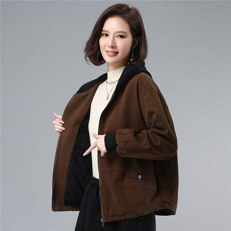叶笙衣82539撞色加绒加厚外套,女装棉衣/棉服,叶笙衣