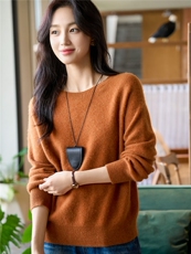 圆领100%纯山羊绒衫女高端毛衣秋冬新款高级感上衣宽松打底针织衫，女装羊绒衫，暖绒情旗舰店