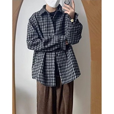 复古宽松衬衣外套春秋季学院风ins常规原宿标准翻领长袖C130，男装衬衫，星座1116A（原606A-3）
