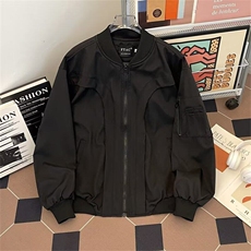 解构弧形飞行员夹克男女痞帅棒球服春秋季美式复古工装外套-WT212，男装夹克，星座601-1