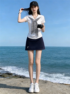 女夏时尚洋气套装裙修身减龄翻领设计感甜美蝴蝶结短袖短裙两件套图片