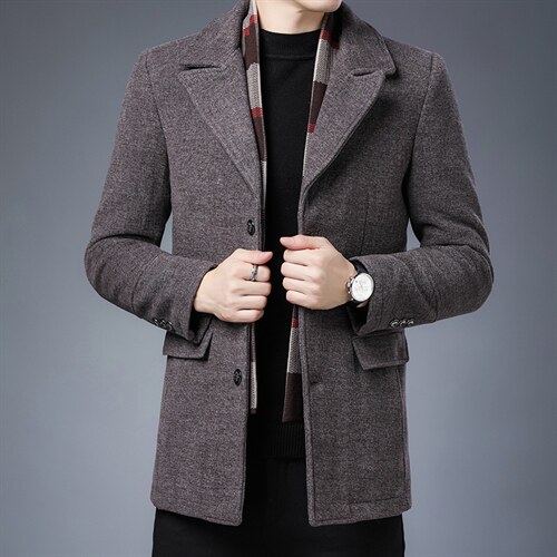 男士冬季毛呢大衣外套羊毛中长款呢子商务休闲上衣SJM8238-P180，男装毛呢大衣，电商B212（原钱塘6029）