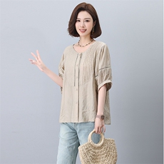 2026夏季新款桃花皱重工压褶镂空装饰宽松短袖女衬衫小衫，女装衬衫，板酷