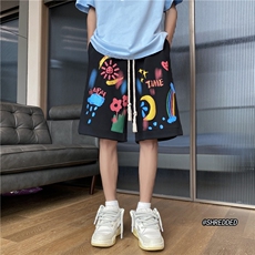 抖音品质彩虹发泡印花宽松短裤港风休闲中裤B315-K23350-p45控58，男装休闲裤，电商B315