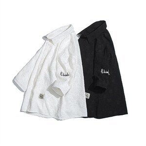 1白底花型衬衫大码M-5XL情侣风七分袖衬衫男QCS7023P45控68，男装衬衫，星座226-2