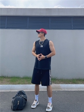 美式复古背心健身显肌肉无袖t恤纯棉重磅小领口坎肩运动汗衫，男装T恤，星座310A-4