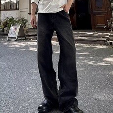 复古做旧水洗直筒牛仔裤男女宽松休闲百搭阔腿长裤N0062-P57，男装牛仔裤，星座208-5