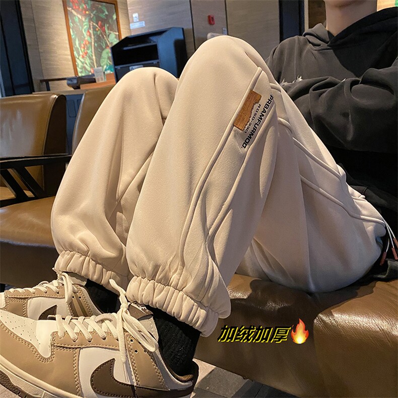 加绒加厚休闲运动卫裤男美式针织束脚裤715-6-BX10特P45（控68）,男装休闲裤,星座715-6