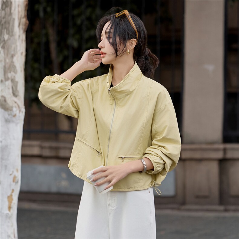 黄色短外套女2026年秋季新款女装夹克气质百搭上衣,女装短外套,梦懿尔