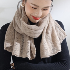 2025时尚百搭通勤简约休闲树叶镂空长围巾，围巾，思琳羊绒