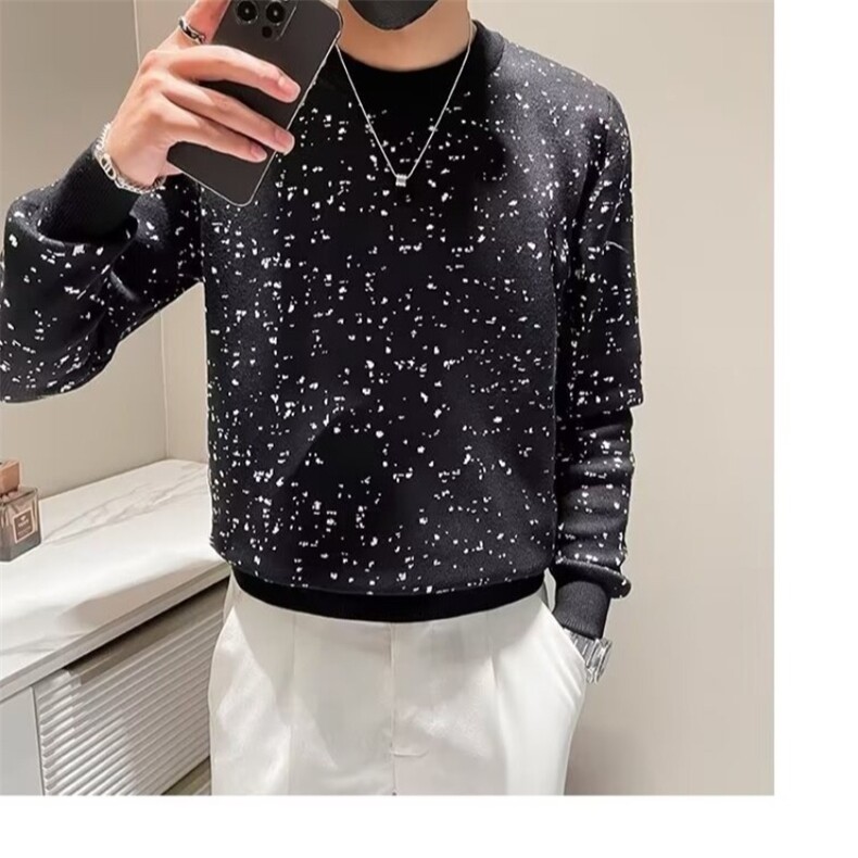 秋冬季保暖重工烫钻满天星星针织线衣男士修身潮流打底衫S596/P64,男装针织衫/毛衣,星座506
