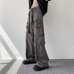 机能工装裤男女春秋季潮牌宽松胖子大码休闲裤韩版潮流痞帅裤子图片