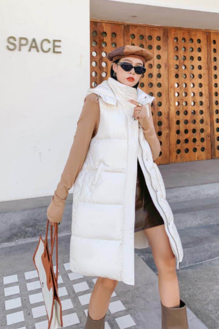 现货欧货长款90白鸭绒羽绒马甲、补单款，女装马甲，登石木子