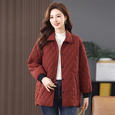 薄款棉衣女中长款2024年新款秋冬轻薄棉服时尚菱格小棉袄夹棉外套，女装棉衣/棉服，涵誉