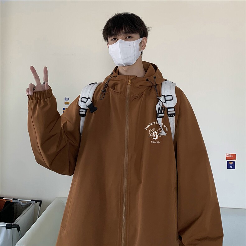 港风秋款宽松高品质连帽防水夹克F55P65控88,男装夹克,电商A247
