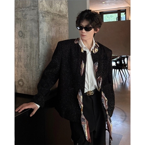 25秋冬男士设计感满天星亮丝小香风毛呢夹克外套XXF50-P158图片